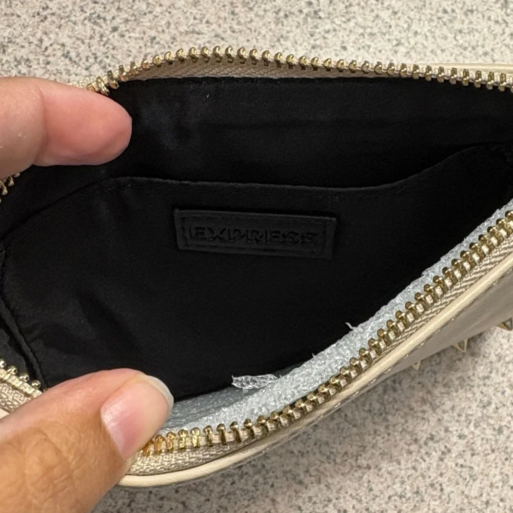 Express Beige Wristlet with Gold Accents